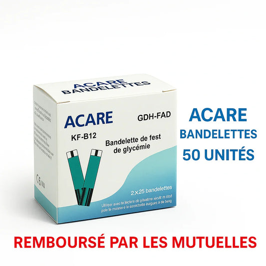 ACARE BANDELETTES DE TEST DE GLYCEMIE - 50 UNITES