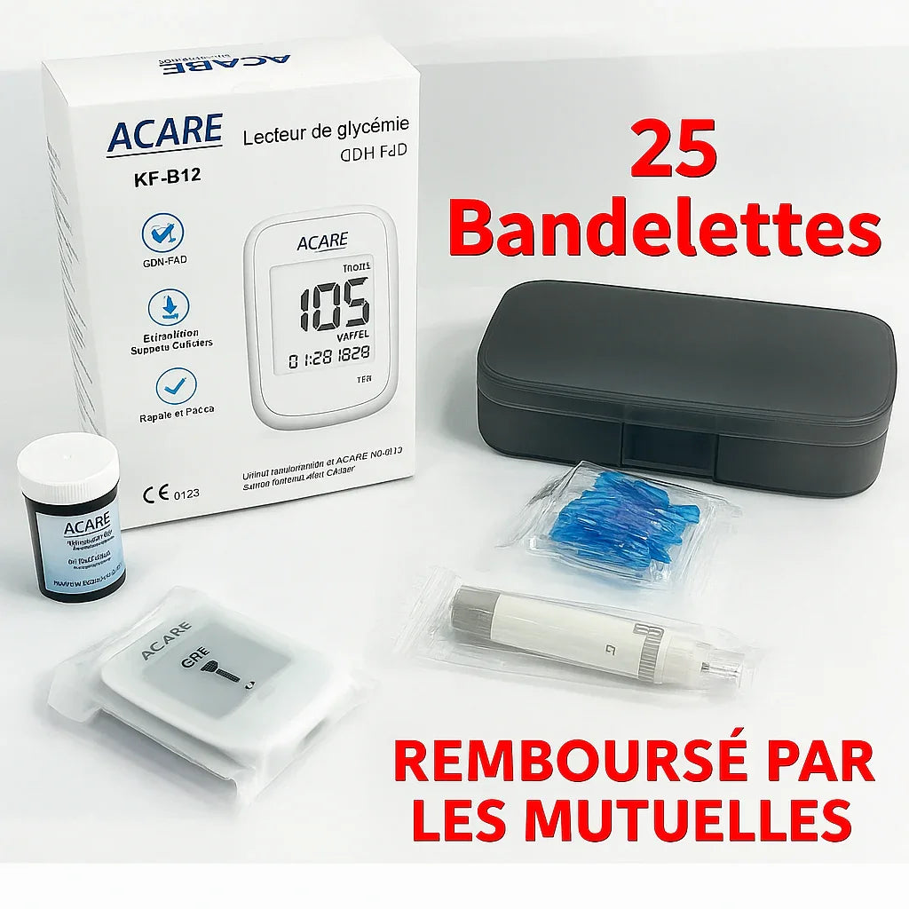 Lecteur de GLYCEMIE ACARE KF-B12 + 25 BANDELETTES