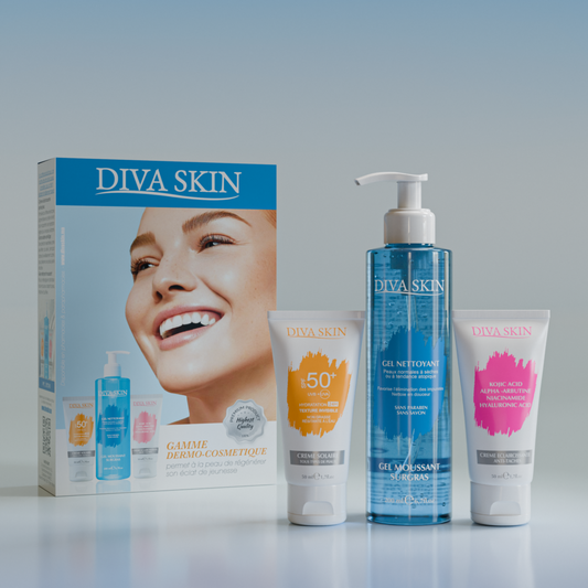 DIVA SKIN PACK CREME ECLAIRCISSANT ANTI-TACHES 50ML + GEL NETTOYANT 200ML + CREME SOLAIRE SPF50+ 50ML